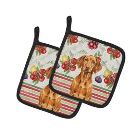 Vizsla Vegetables Pair of Pot Holders Pair 7.5x7.5 Quilted Insulated Hot Pads Decorative Kitchen Gift Made in USA