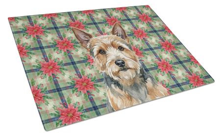 Norwich Terrier Christmas PoinsettIas Glass Cutting Board Decorative Tempered Glass Kitchen Cutting and Serving Board Large Size Chopping Board